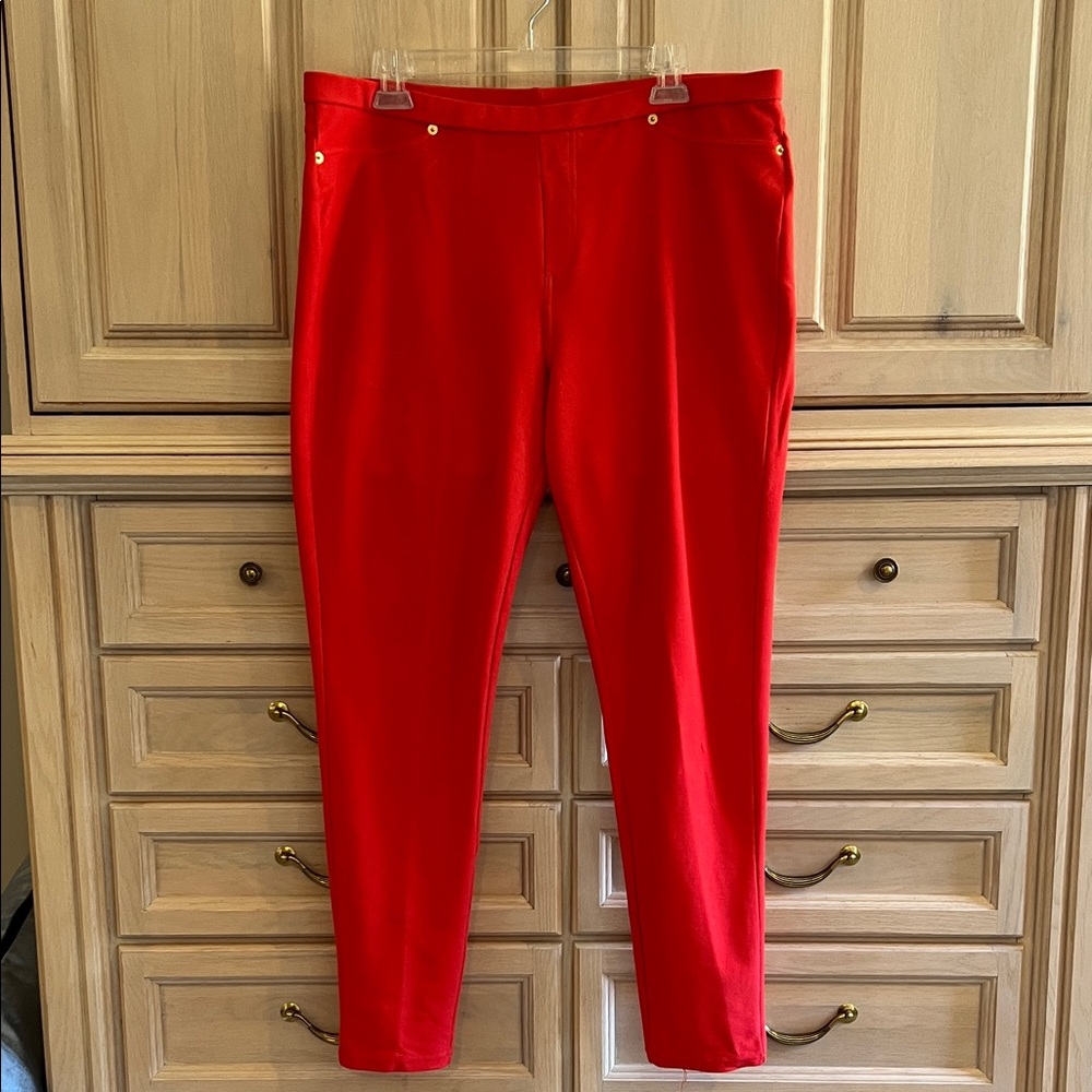 Michael Kors Vibrant Red Stretch Slim Leggings
